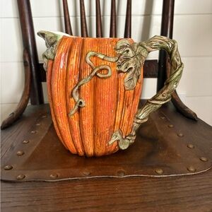 Pumpkin Shaped Ceramic Mug with Vine Handle
